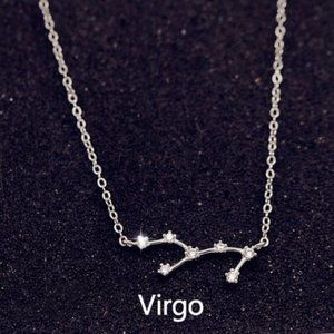 925 Sterling Silver Diamond Zodiac Necklace--Virgo